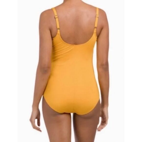 NEW Jantzen Womens Cascading Ruffle One Piece Swimsuit Marigold Yellow Size 10 - Picture 4 of 7
